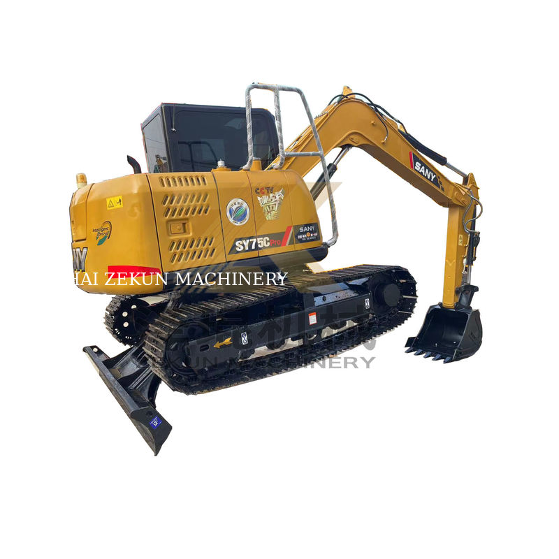 अन्य हाइड्रोलिक पंप के साथ प्रयुक्त Sany SY75C प्रो खुदाई मशीन वजन 7500 KG