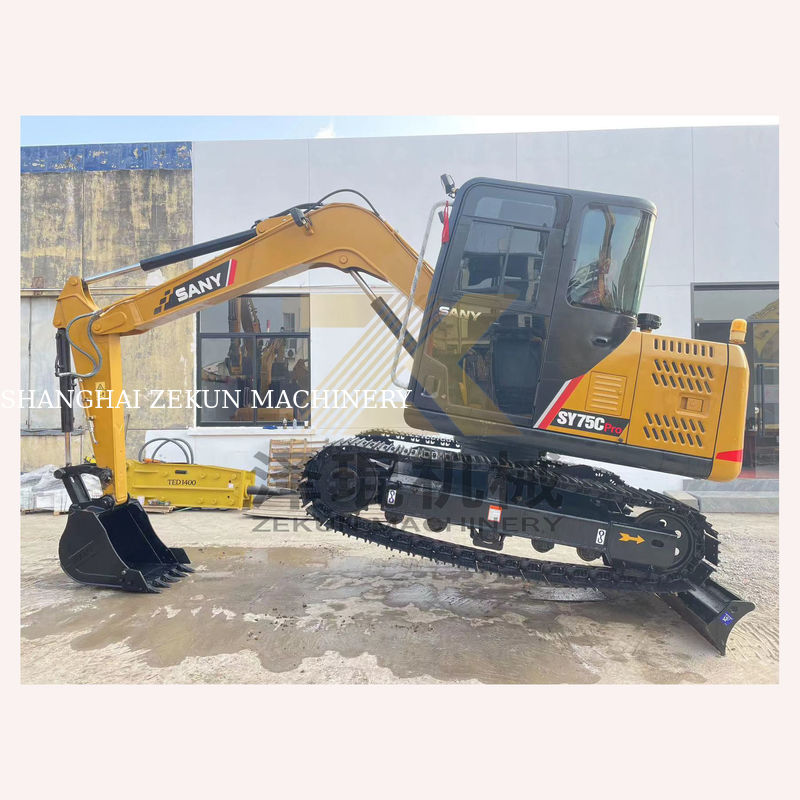अन्य हाइड्रोलिक पंप के साथ प्रयुक्त Sany SY75C प्रो खुदाई मशीन वजन 7500 KG